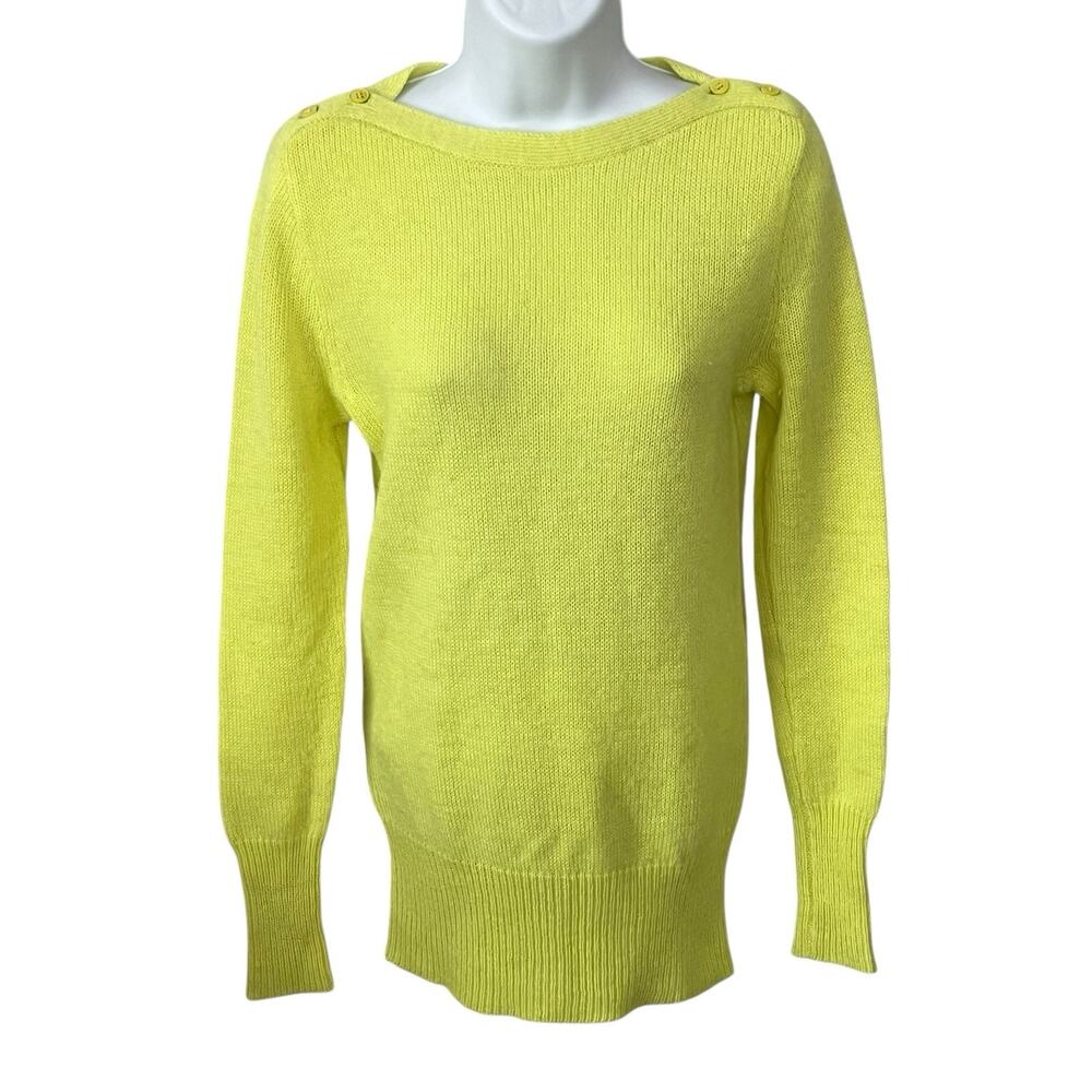 J. Crew Pullover Sweater Women’s Size S Wool Mohair Blend Buttons Chartreuse